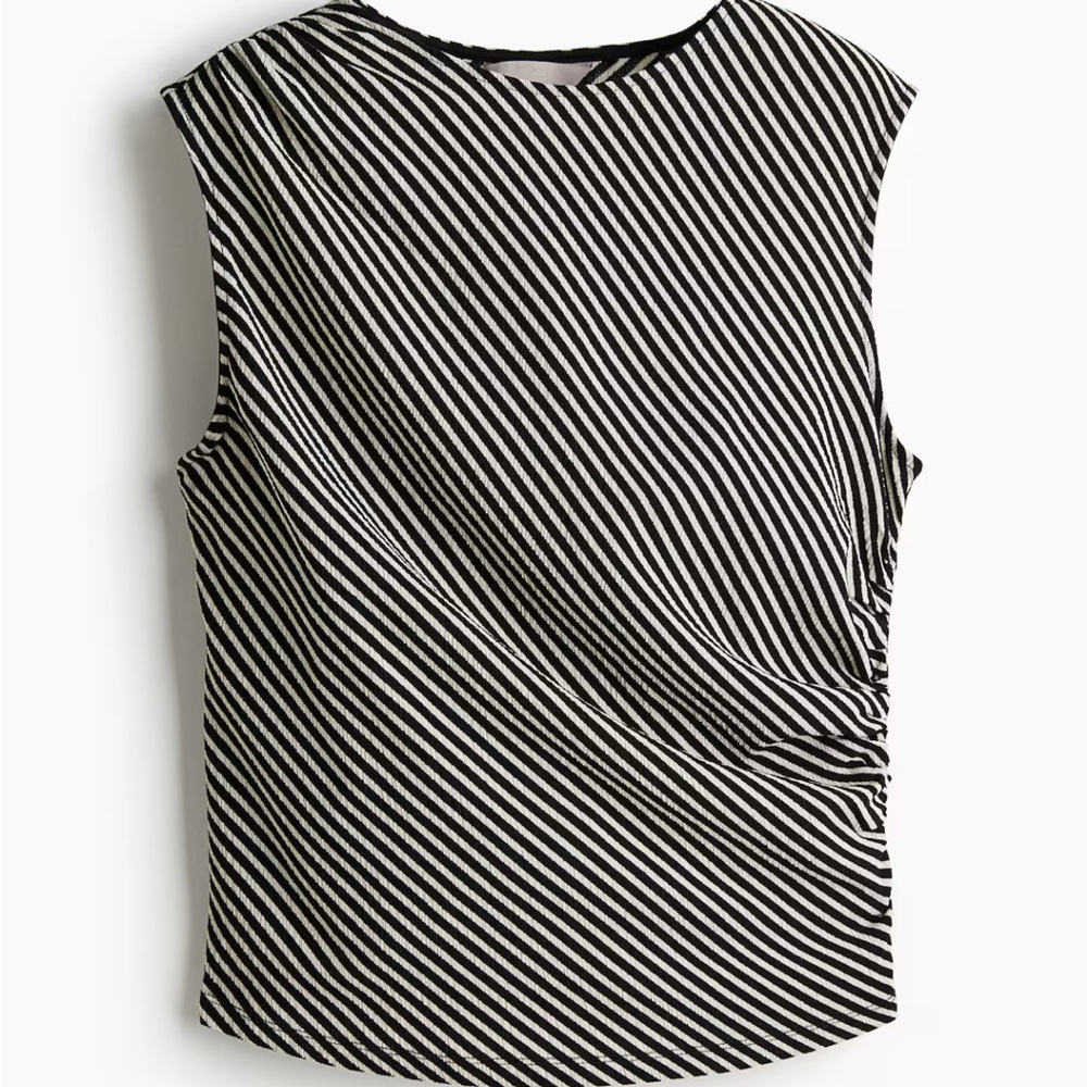H&M Diagonal Striped Black and White Shell Blouse